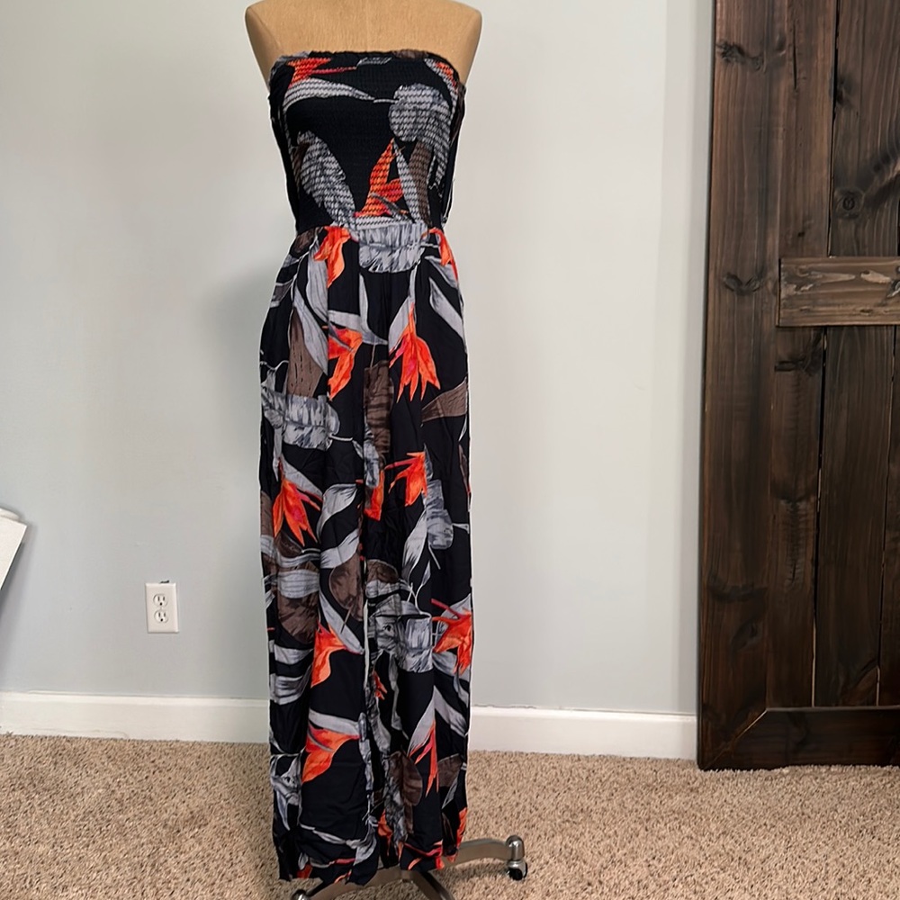 Strapless floral jumpsuit